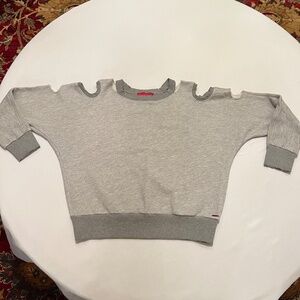 n: Philanthropy Cold Shoulder Sweatshirt Top Gray Size Large